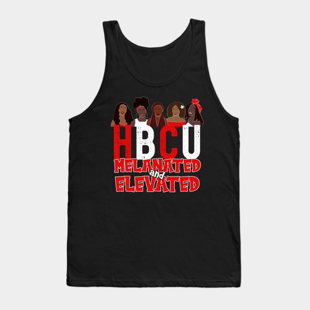 Red and White HBCU Melanated Educated Tank Top by blackartmattersshop